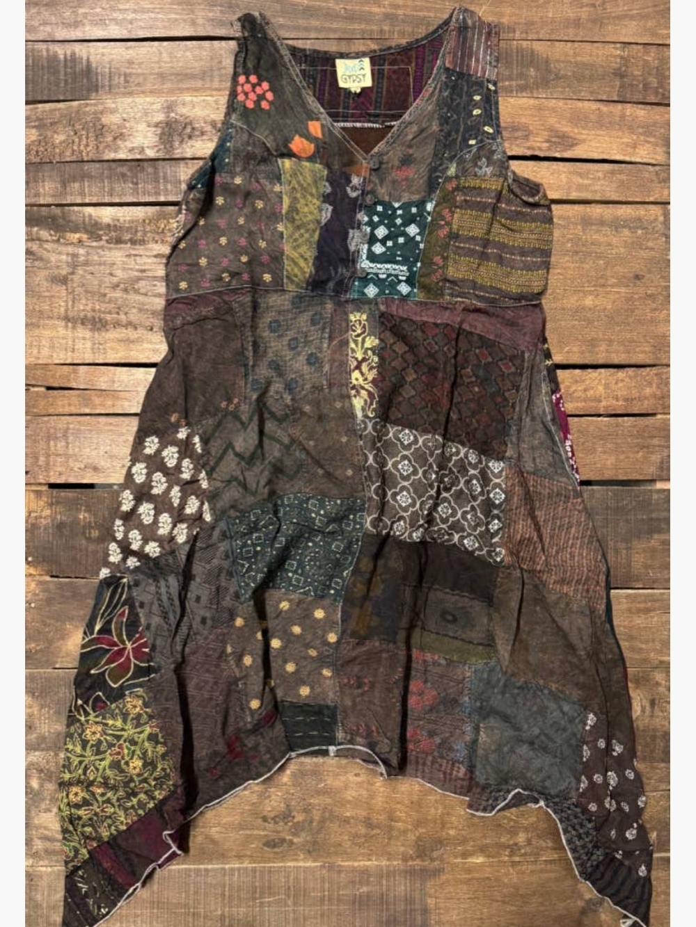 Boho Patchwork Asymmetrical Dress in Multi by DRS